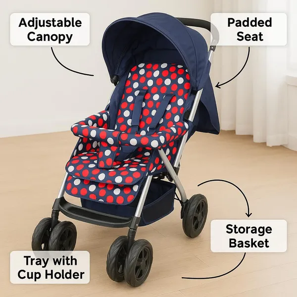 Mlu_Baby_Stroller_With_Adjustable_Canopy_Reversible_Handle_Multi_Position_Recline_Safety_Harness_Lightweight_Foldable_Pram_For_Newborns_Toddlers_Navy_Polka_Dots