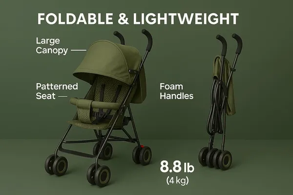 Mlu_Lightweight_Foldable_Baby_Stroller_With_Adjustable_Canopy_Safety_Harness_Swivel_Wheels_Storage_Basket_Portable_Travel_Pram_For_Kids_Militry