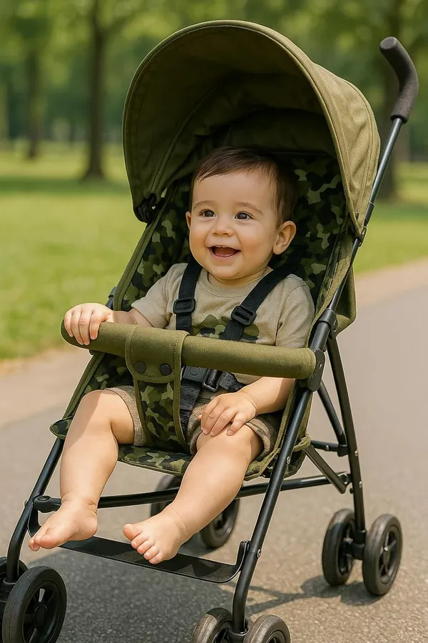 Mlu_Lightweight_Foldable_Baby_Stroller_With_Large_Canopy_Military_Camo_Seat_Safety_Belt_Foam_Handles_Double_Wheels_Travel_Friendly_Pram_For_6_36_Months_Army_Green