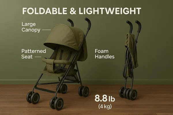 Mlu_Lightweight_Foldable_Baby_Stroller_With_Large_Canopy_Military_Camo_Seat_Safety_Belt_Foam_Handles_Double_Wheels_Travel_Friendly_Pram_For_6_36_Months_Army_Green