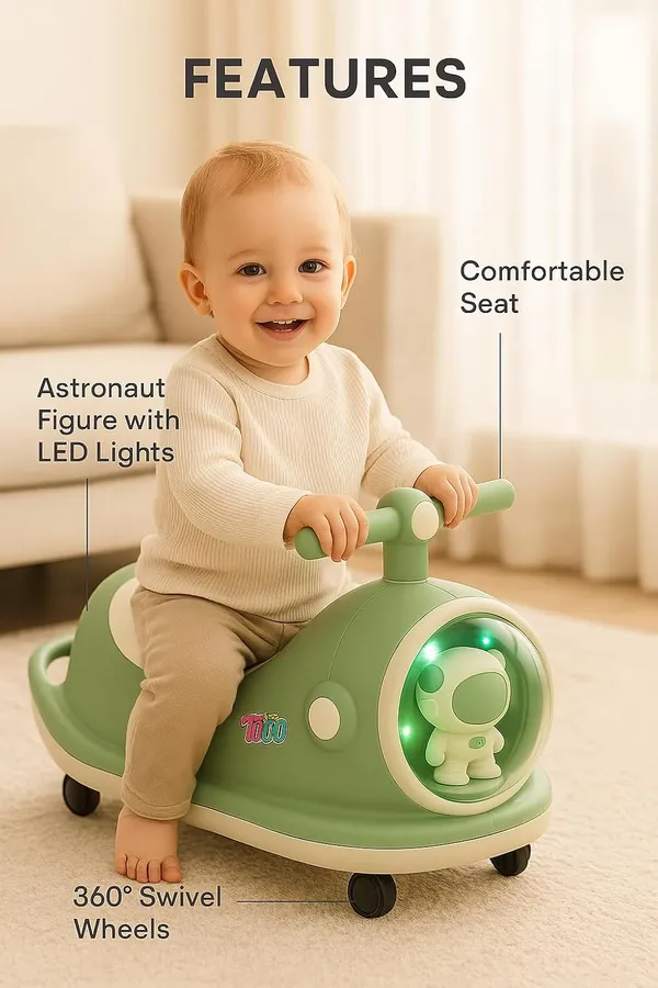 Mlu_Kids_Ride_On_Scooter_Green_Astronaut_Led_Light_Ride_Toy_360_Swivel_Wheels_T_Shaped_Handlebar_Comfortable_Seat_Indoor_Outdoor_Ride_On_For_Toddlers_Green