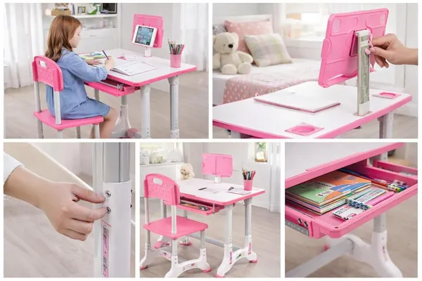Mlu_Adjustable_Kids_Study_Table_Chair_Set_With_Book_Holder_Storage_Tray_Tablet_Stand_Ergonomic_Height_Adjustable_Desk_For_Kids_Pink