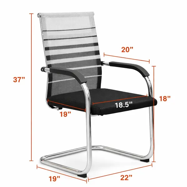 Mlu_Office_Chair_Set_Of_2_Mesh_Back_With_Striped_Design_Cantilever_Base_Chrome_Frame_Black_Seat_Cushion