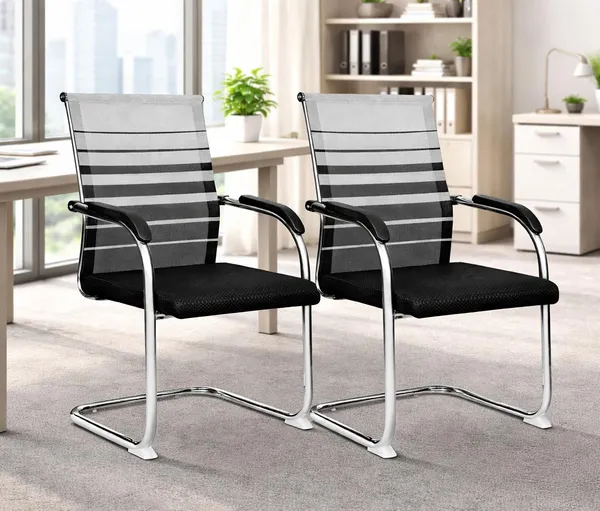 Mlu_Office_Chair_Set_Of_2_Mesh_Back_With_Striped_Design_Cantilever_Base_Chrome_Frame_Black_Seat_Cushion