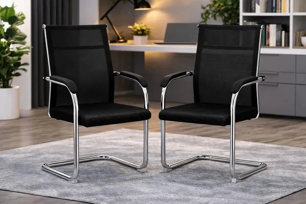 Mlu_Black_Mesh_Visitor_Chairs_Set_Of_2_Ergonomic_Guest_Office_Chair_With_Breathable_Mesh_Back_Soft_Cushion_Seat_Chrome_Cantilever_Frame_Comfortable_Armrests_Modern_Reception_Chair_Black