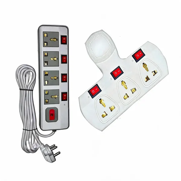 Mlu_Combo_Of_2_Extension_Board_4x4x4_4_Switch_4_Universal_Socket_6_Amp_4mtr_Cord_And_3x3_Multiplug_3switch_And_3_Socket_With_Led_Indicator_And_Fuse