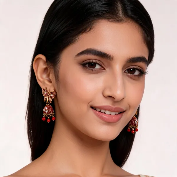 Red_And_Golden_Alloy_Earrings_For_Women