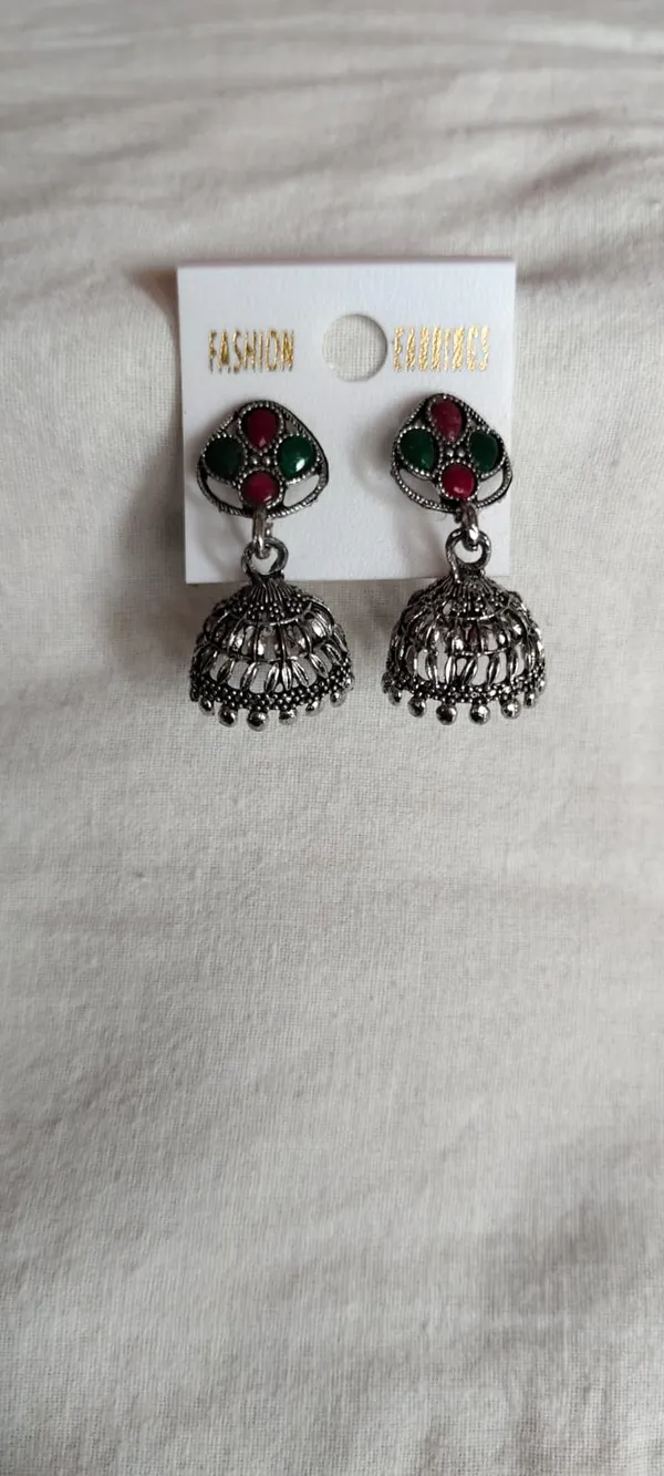 Red_And_Silver_Alloy_Earrings_For_Women