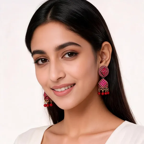 Red_And_Golden_Alloy_Earrings_For_Women