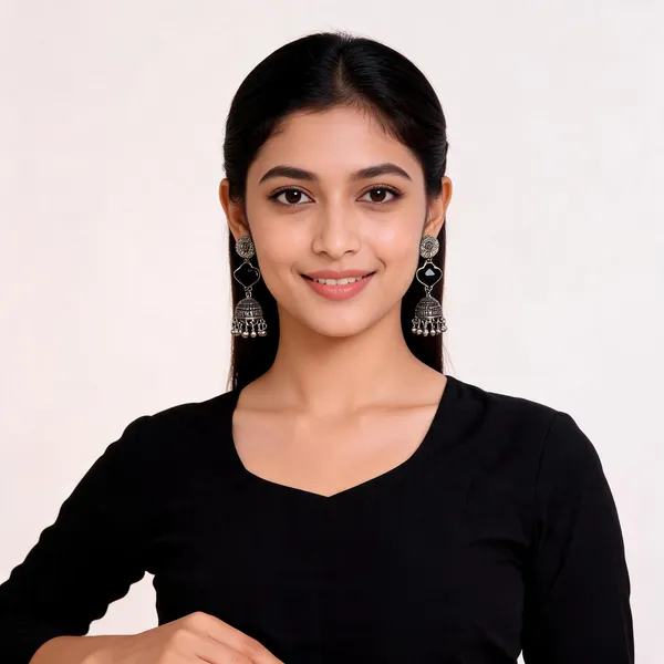 Black_And_Silver_Alloy_Earrings_For_Women