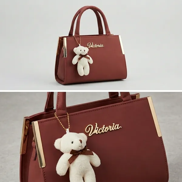 Maroon_Structured_Handbag_With_Teddy_Bear_Charm