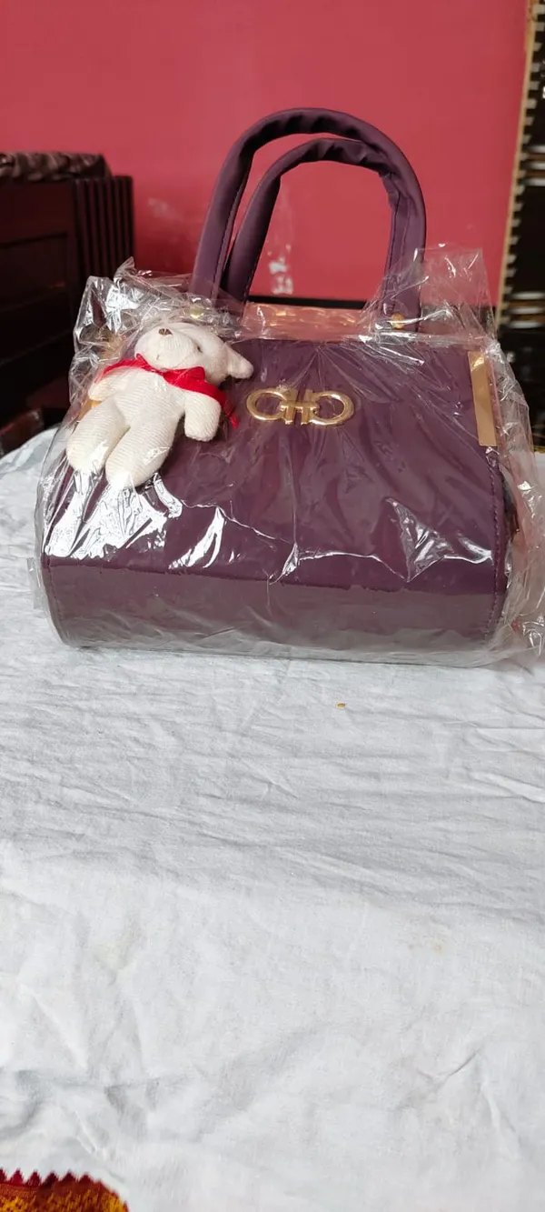 Wine_Pu_Leather_Handbag_With_Teddy_Bear_Charm
