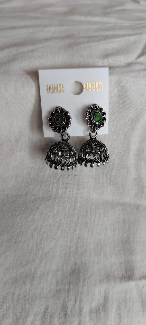 Green_And_Silver_Alloy_Earrings_For_Women