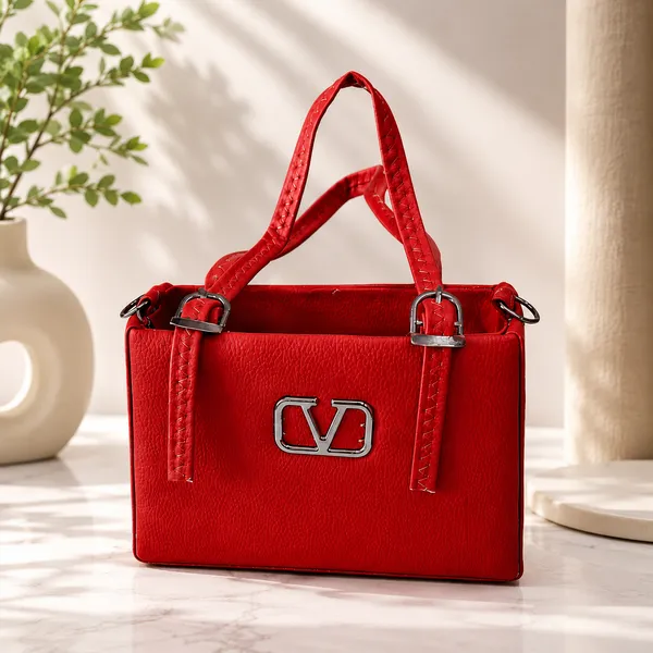 Women's_Premium_PU_Leather_Top_Handle_Handbag_with_Sling_Strap_–_Cherry_Red