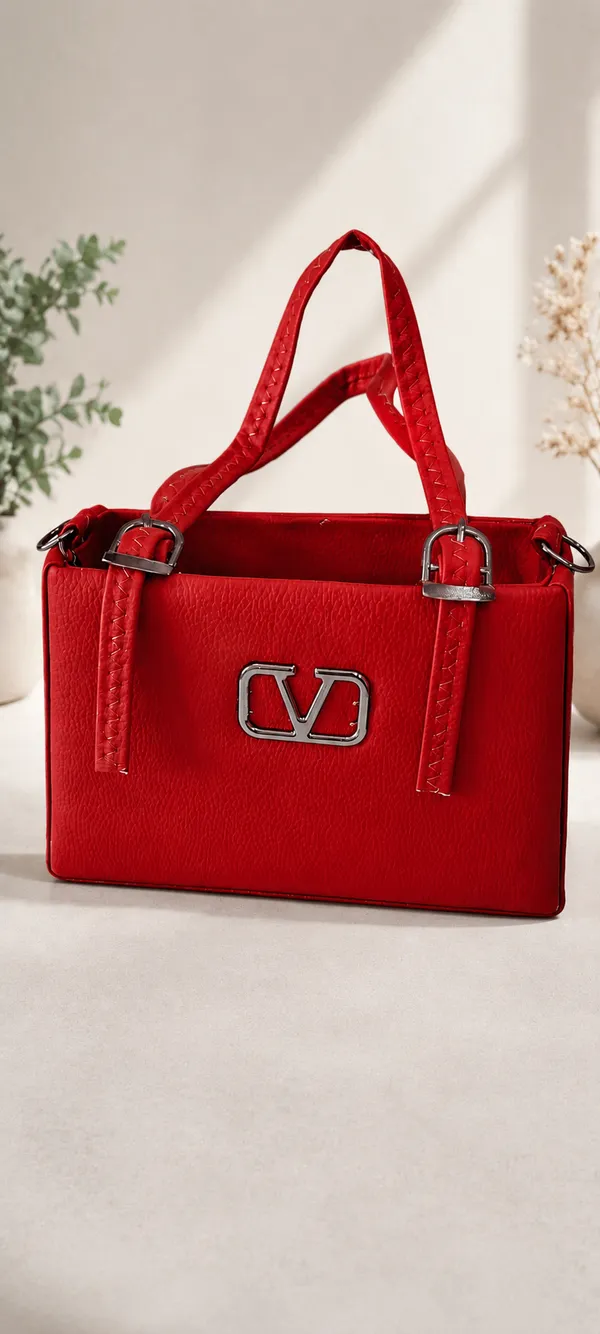 Women's_Premium_PU_Leather_Top_Handle_Handbag_with_Sling_Strap_–_Cherry_Red