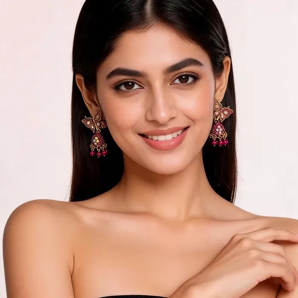 Red_And_Golden_Alloy_Earrings_For_Women