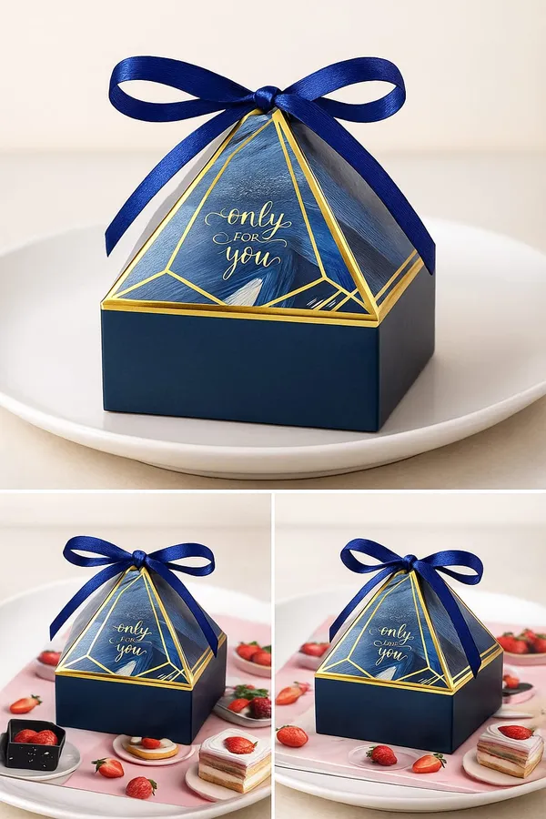 Navy_Blue_Pyramid_Gift_Box_With_Gold_Trim_And_Ribbon_Pack_Of_3
