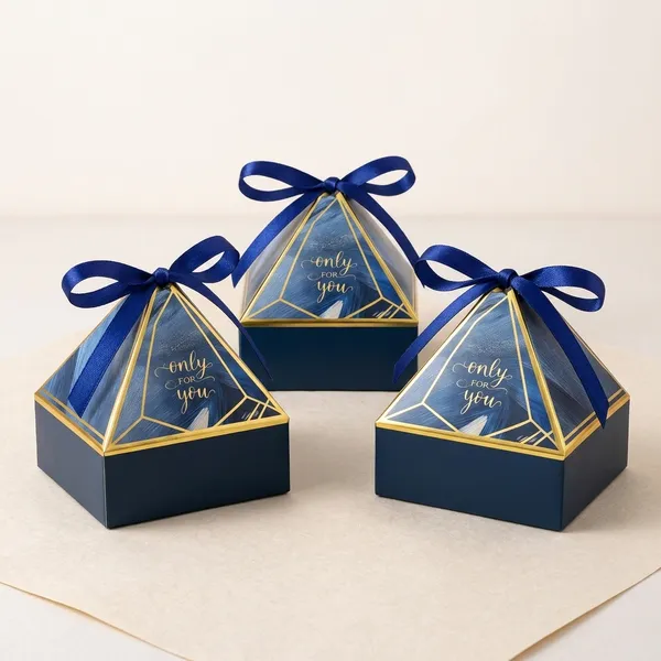 Navy_Blue_Pyramid_Gift_Box_With_Gold_Trim_And_Ribbon_Pack_Of_3