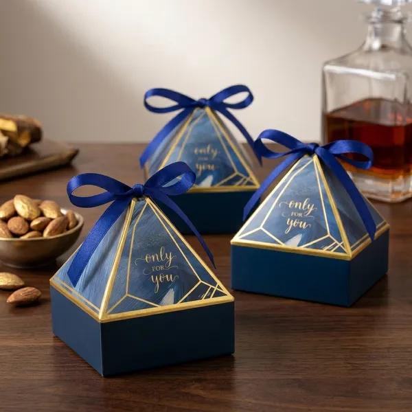 Navy_Blue_Pyramid_Gift_Box_With_Gold_Trim_And_Ribbon_Pack_Of_3