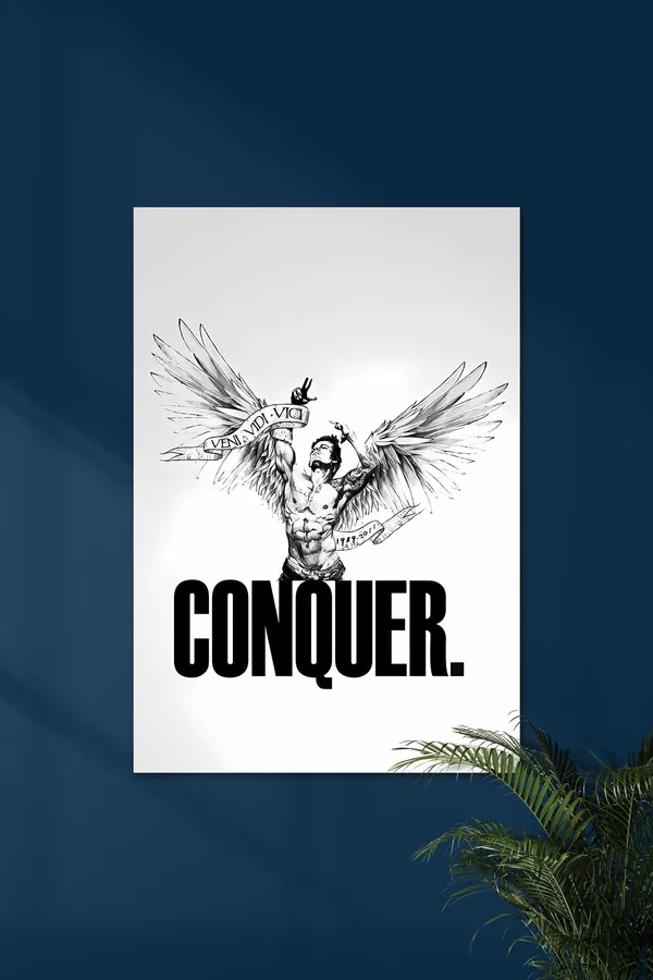 Conquer_Motivational_Wall_Poster_With_Winged_Warrior