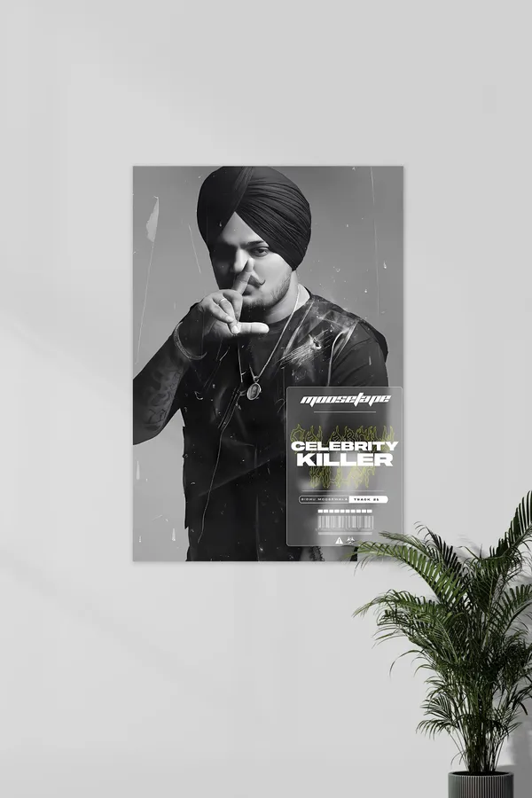 Moosewala_Celebrity_Killer_Black_And_White_Wall_Poster