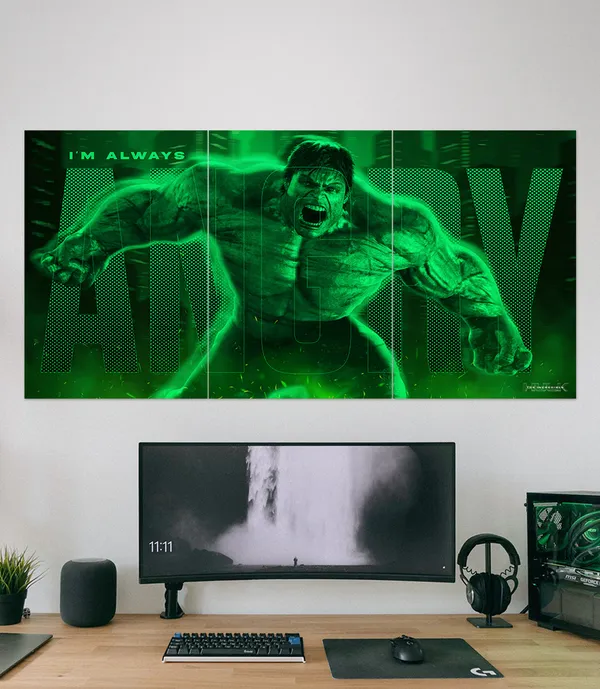 Green_Hulk_Graphic_Three_Panel_Wall_Poster