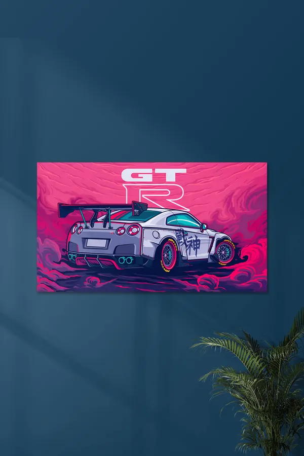 Gt-R_Pink_Vaporwave_Racing_Car_Wall_Poster_For_Home_Decor