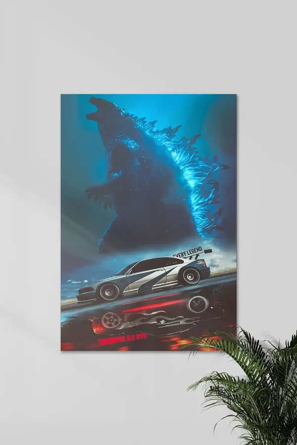Godzilla_Racing_Car_Poster_Wall_Art_Print