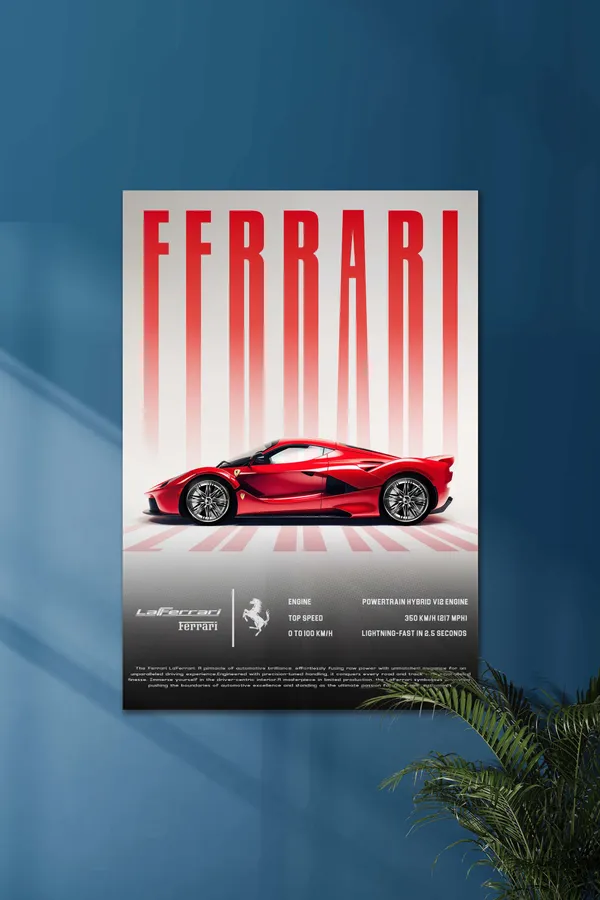 Ferrari_Laferrari_Red_Gradient_Sports_Car_Poster