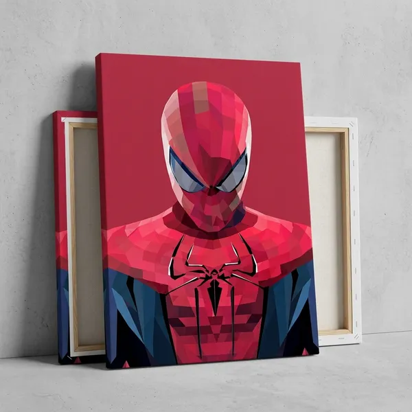 Geometric_Superhero_Poster_Wall_Art_Red_Spider_Character
