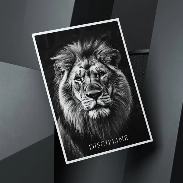Black_And_White_Lion_Discipline_Motivational_Wall_Art_Poster