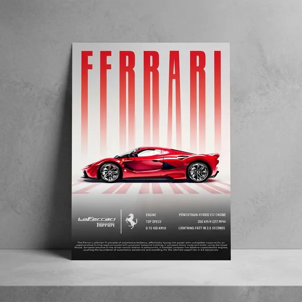 Ferrari_Laferrari_Red_Gradient_Sports_Car_Poster