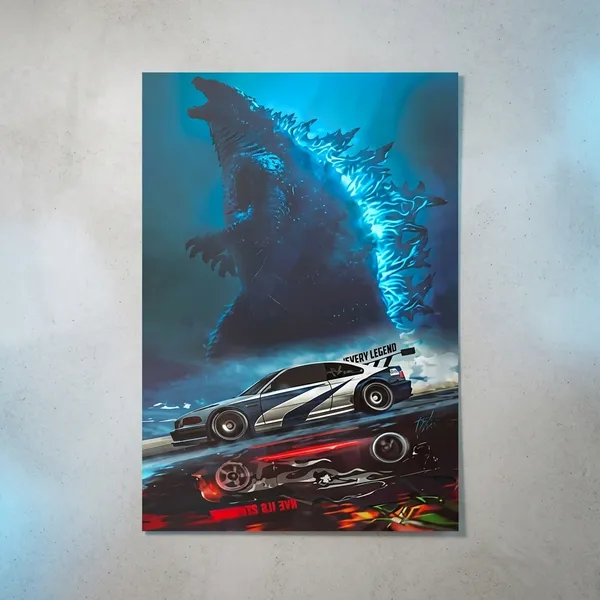 Godzilla_Racing_Car_Poster_Wall_Art_Print