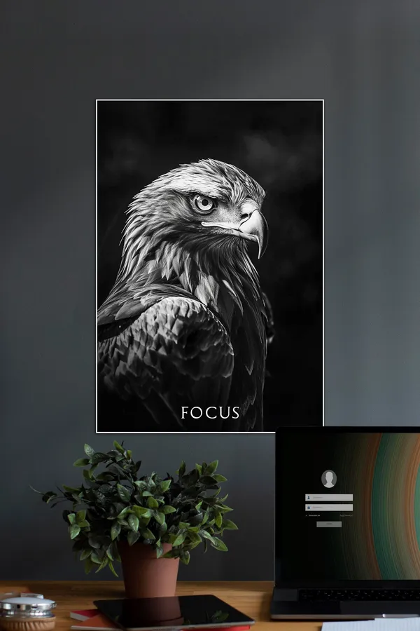 Black_And_White_Eagle_Focus_Motivational_Wall_Art_Poster