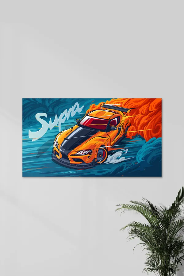 Supra_Orange_Sports_Car_Graphic_Art_Poster_Wall_Decor