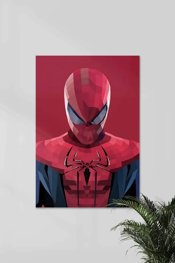Geometric_Superhero_Poster_Wall_Art_Red_Spider_Character