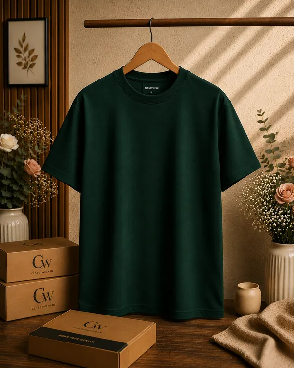 Green_Cotton_Front_Print_T-Shirt_For_Men