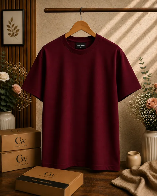 Maroon_Cotton_Front_Print_T-Shirt_For_Men