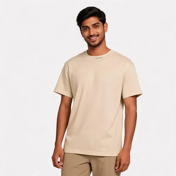 Beige_Cotton_T-Shirt_For_Men