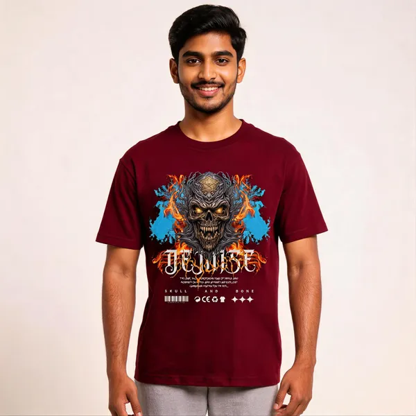 Maroon_Cotton_Front_Print_T-Shirt_For_Men