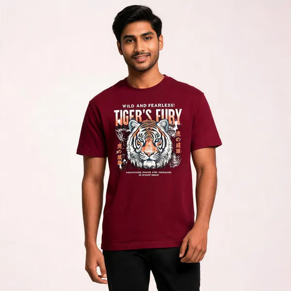 Maroon_Cotton_Front_Print_T-Shirt_For_Men