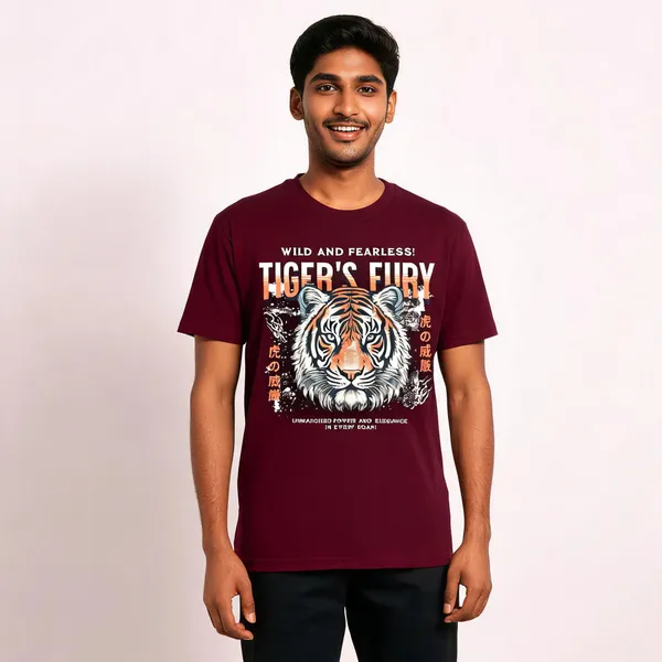 Maroon_Cotton_Front_Print_T-Shirt_For_Men