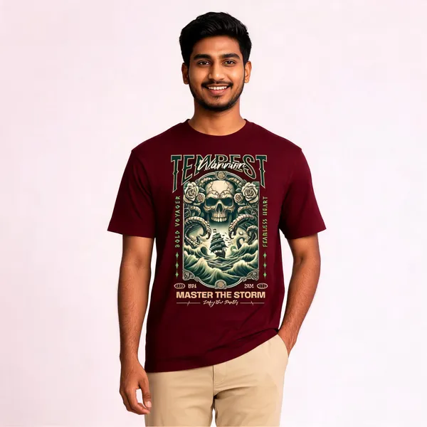 Maroon_Cotton_Front_Print_T-Shirt_For_Men