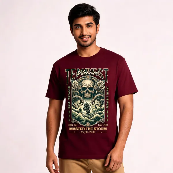Maroon_Cotton_Front_Print_T-Shirt_For_Men