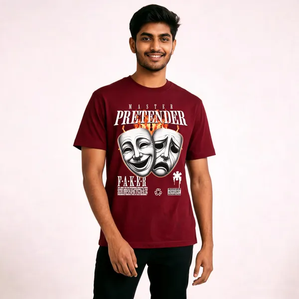 Maroon_Cotton_Front_Print_T-Shirt_For_Men