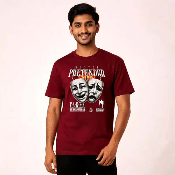 Maroon_Cotton_Front_Print_T-Shirt_For_Men