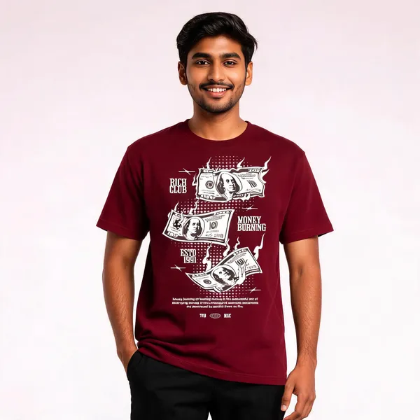 Maroon_Cotton_Front_Print_T-Shirt_For_Men