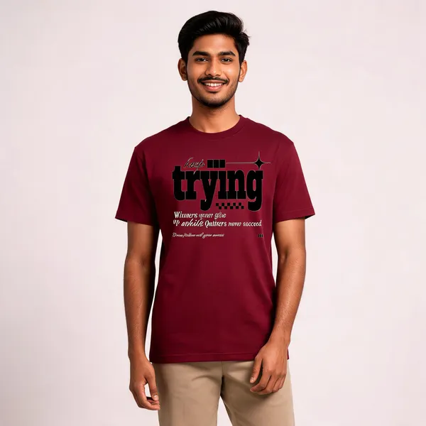 Maroon_Cotton_Front_Print_T-Shirt_For_Men