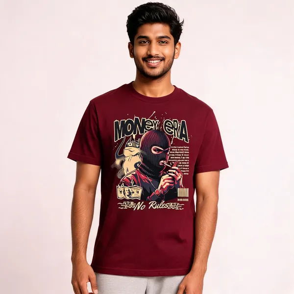 Maroon_Cotton_Front_Print_T-Shirt_For_Men