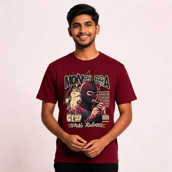 Maroon_Cotton_Front_Print_T-Shirt_For_Men